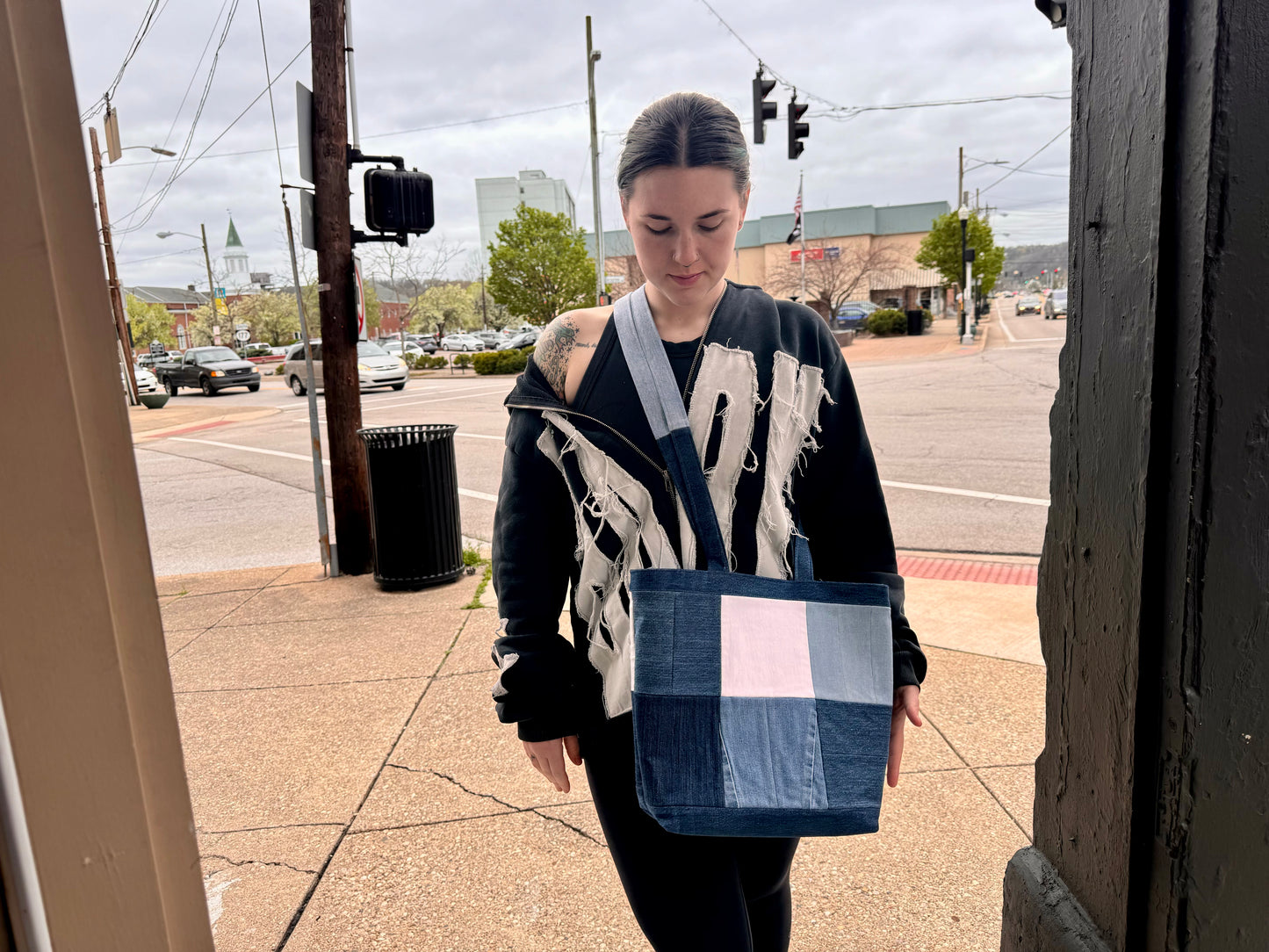 Handmade Denim Tote #4 Dicey Dyes