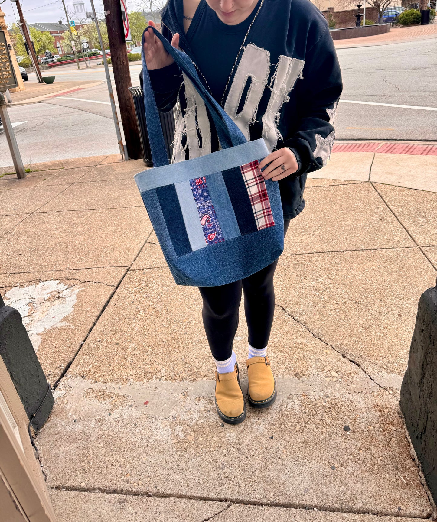 (Copy) Handmade Denim Tote #1 Dicey Dyes