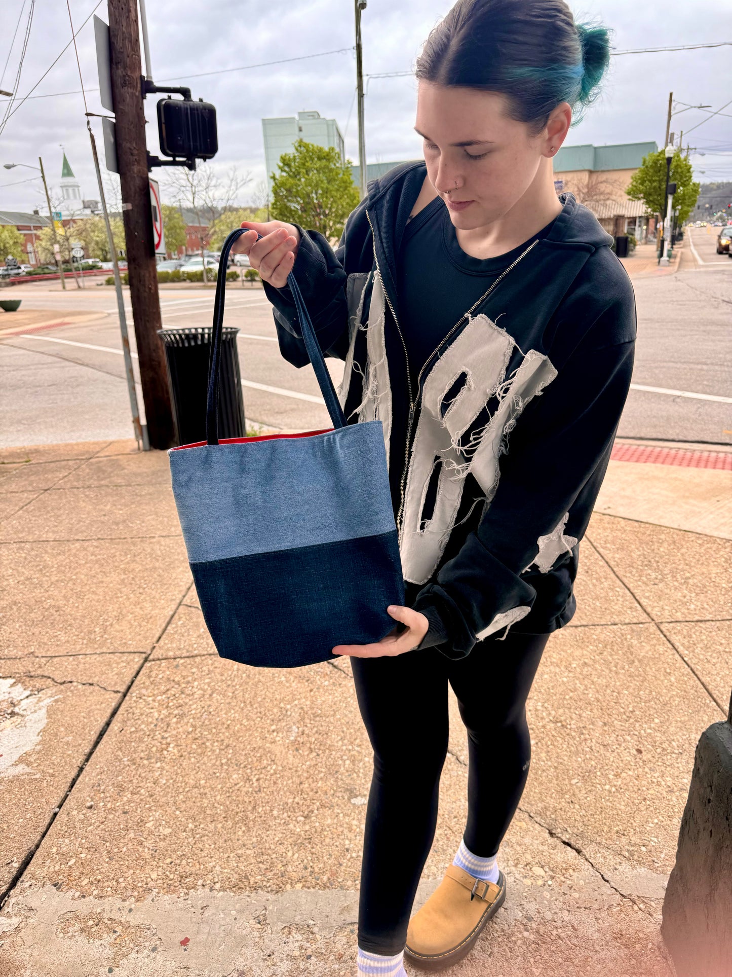 Handmade Denim Tote #6 Dicey Dyes