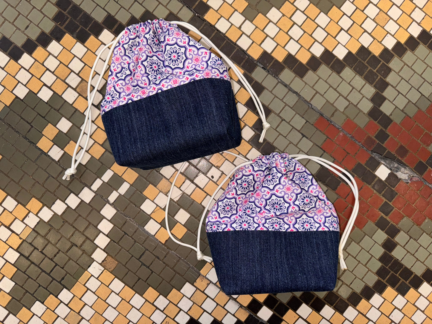 Handmade Denim Pull String #2 Dicey Dyes