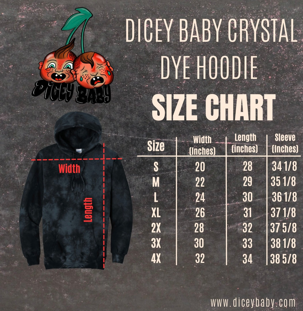 Tie Dye Dicey Baby White Letter Hoodie Dicey Dyes