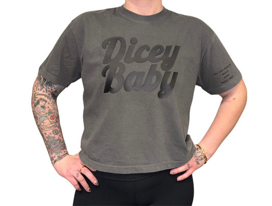 Pepper Boxy Crop Top With Black Letters Dicey Dyes