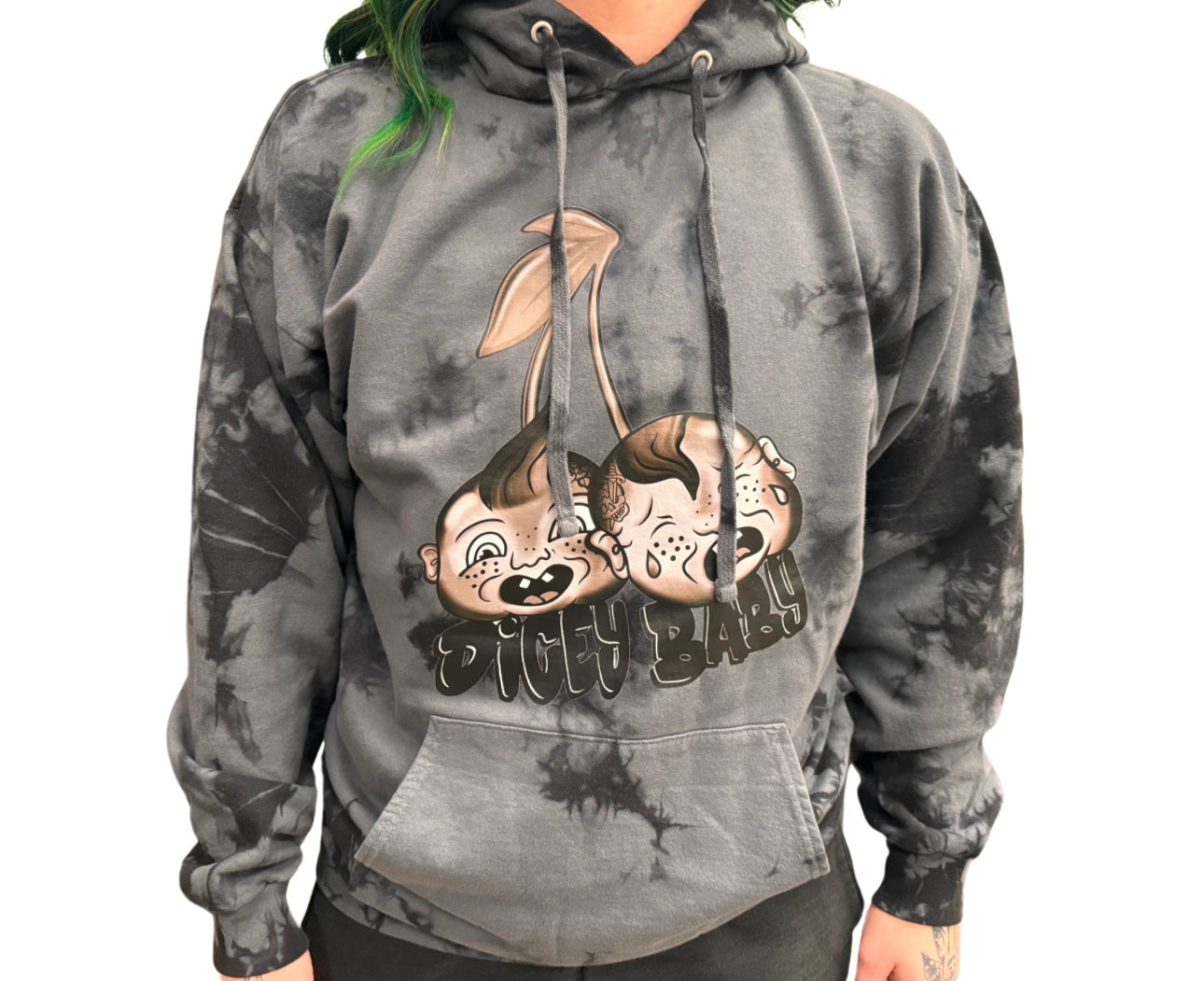 Tie Dye Dicey Baby Black Letter Hoodie Dicey Dyes